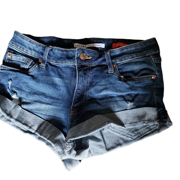 Celebrity Pink The Honey short shorts mid rise size 1/25 distressed Cheeky - Picture 3 of 10